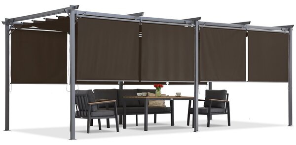 Pergola da terrazza marrone con tapparelle La Palma 3x6 Garden Point