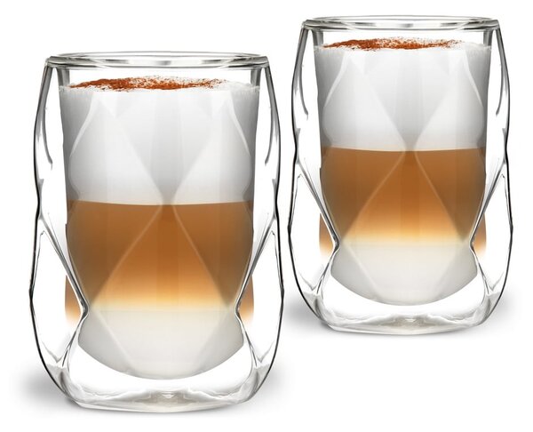 Set di 2 bicchieri da latte a doppia parete, 250 ml Geo - Vialli Design