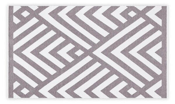 Tappeto da bagno in cotone grigio e bianco, 100 x 180 cm Geometric - Foutastic