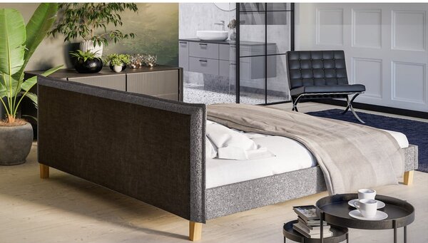 Letto matrimoniale imbottito grigio con griglia 200x200 cm Tina - Ropez