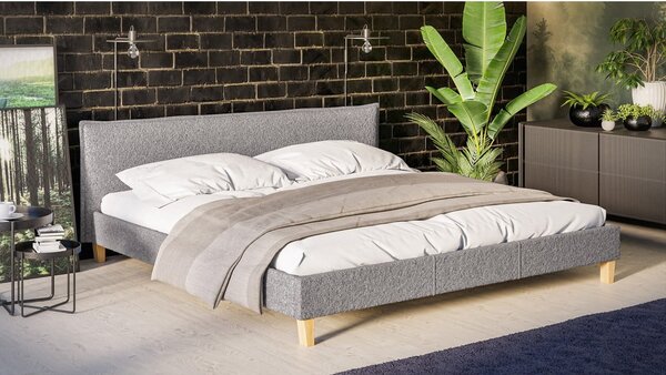 Letto matrimoniale imbottito grigio con griglia 200x200 cm Tina - Ropez