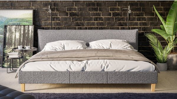 Letto matrimoniale imbottito grigio con griglia 200x200 cm Tina - Ropez