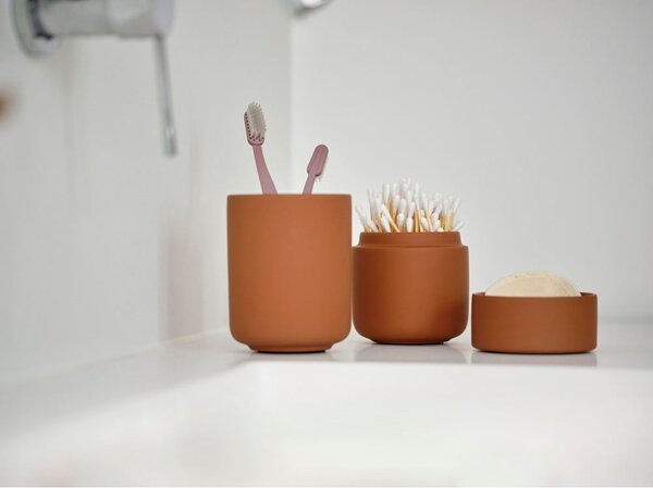 Tazza in gres arancione per spazzolini da denti Ume - Zone