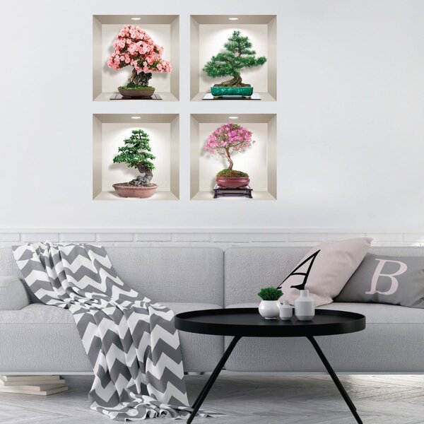 Set di 4 adesivi murali 3D Bonsai delle stagioni - Ambiance
