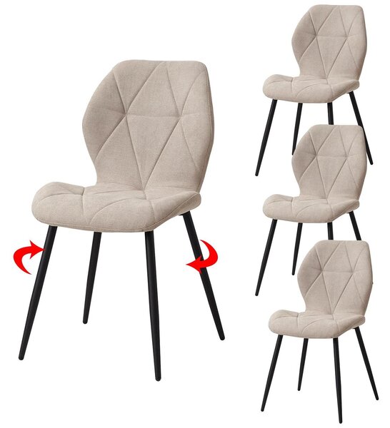 Sedie da pranzo, seduta imbottita, design minimalista, beige