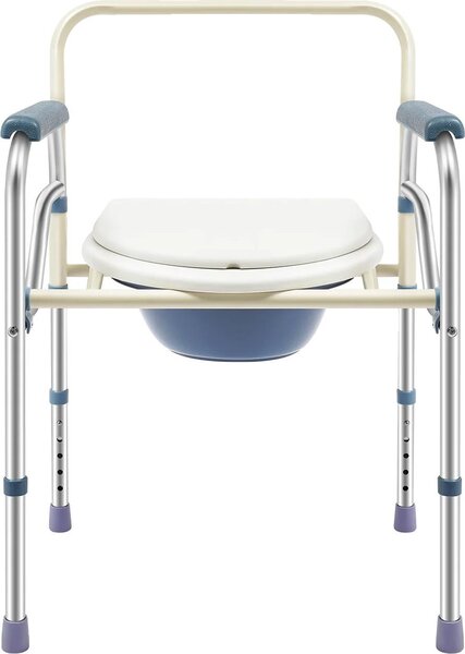 Seggiolino pieghevole per il vasino, altezza regolabile, portata 150 kg, blu e bianco