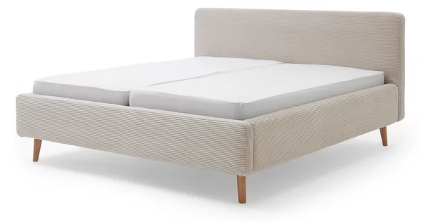 Letto matrimoniale imbottito beige rete non inclusa 180x200 cm Mattis Cord – Meise Möbel