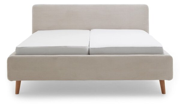 Letto matrimoniale imbottito beige rete non inclusa 180x200 cm Mattis Cord – Meise Möbel