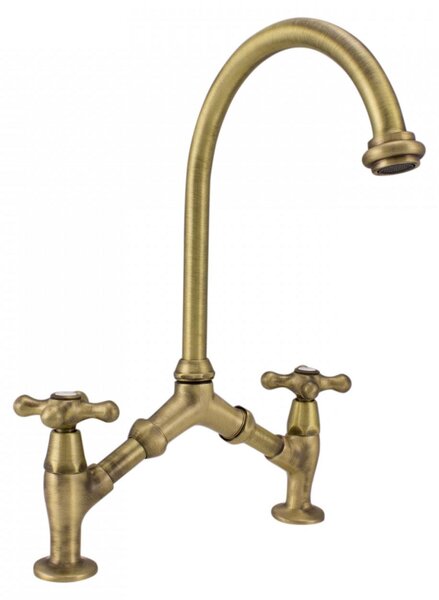 PB classic Rubinetto da cucina classico in stile retrò, color bronzo, con interasse variabile, 2 fori, 18-25 cm, 1208954352