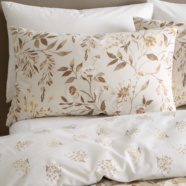Set copripiumino e federa bianco e beige per letto matrimoniale 200x200 cm Isadora Floral – Catherine Lansfield