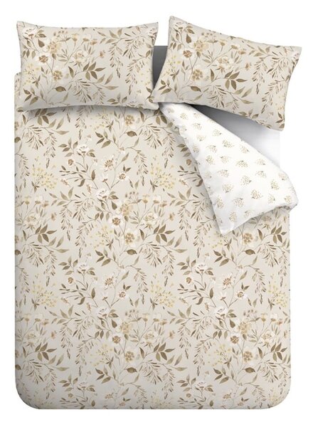 Set copripiumino e federa bianco e beige per letto matrimoniale 200x200 cm Isadora Floral – Catherine Lansfield