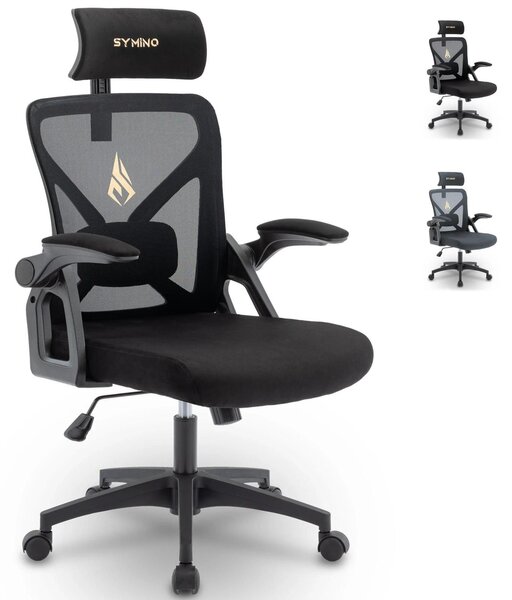 Sedia da ufficio, design ergonomico, funzioni regolabili, altezza 106-129 cm, nera