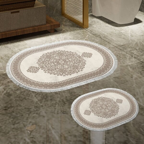 Tappetini da bagno beige in set da 2 pezzi - Foutastic