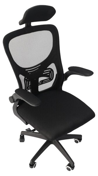 Sedia da ufficio, supporto lombare, braccioli girevoli, nera
