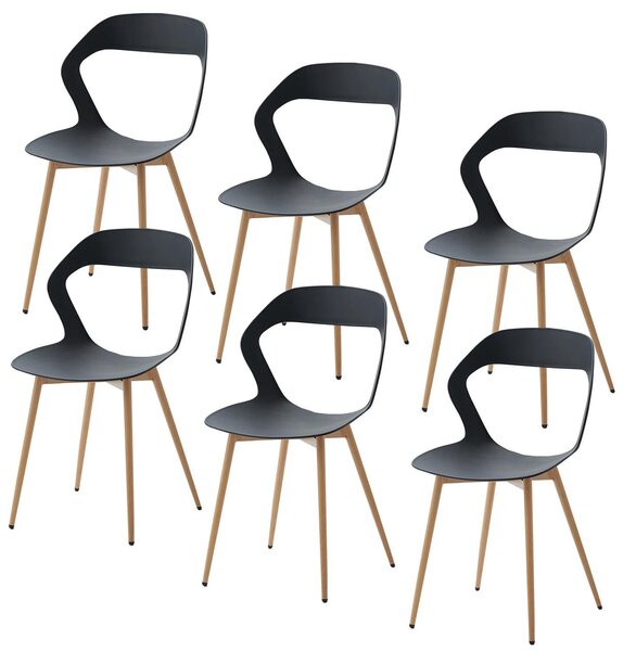 Sedia da pranzo, design ergonomico, stile moderno minimalista, nera