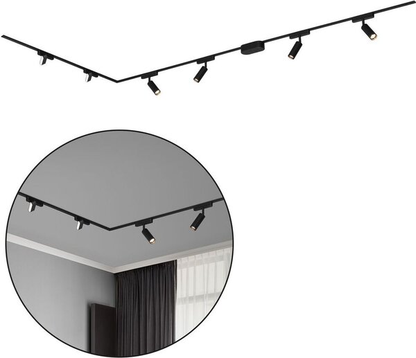 Sistema a binario Briloner Luxtrail, 4x faretti LED, 2x tracklight LED, forma a L