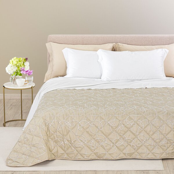 Copriletto Primaverile MATRIMONIALE Lesley NATURALE Raso Jacquard Caleffi