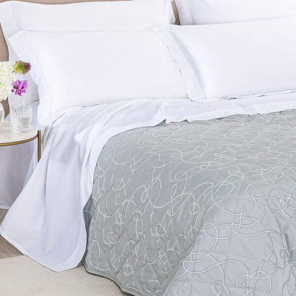 Copriletto Primaverile MATRIMONIALE Lesley GRIGIO Raso Jacquard Caleffi