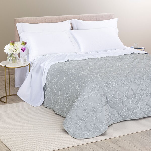 Copriletto Primaverile MATRIMONIALE Lesley GRIGIO Raso Jacquard Caleffi