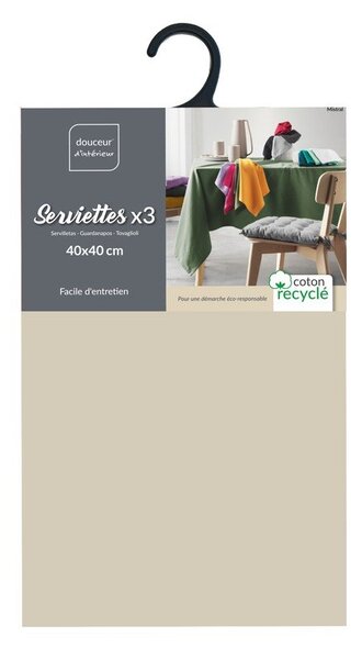 Set di tovaglioli 3 pz 40x40 cm Mistral – douceur d'intérieur