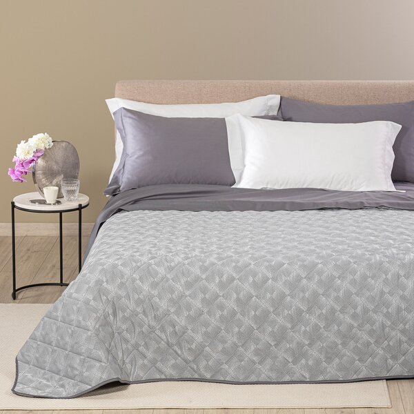 Copriletto Primaverile MATRIMONIALE Texture GRIGIO Raso Jacquard Caleffi