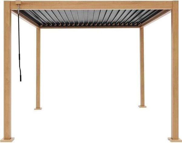 Pergola bioclimatica GAYA - struttura in alluminio e acciaio - L300 x P300 x H240 cm - aspetto legno