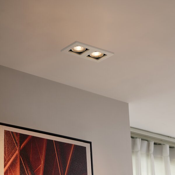 Faretto da incasso moderno beige GU10 50 mm girevole e orientabile 2 luci - Qure
