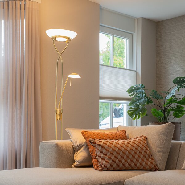 Lampada da terra ottone con LED e dimmer con lampada da lettura - Empoli