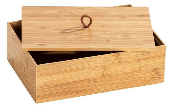 Scatola di bambù con coperchio, larghezza 22 cm Terra - Wenko