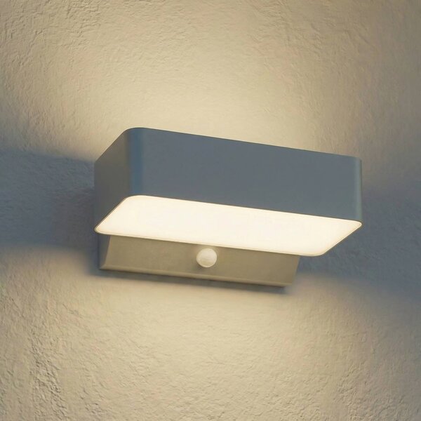 Applique da esterni LED Lindby Fando, argento opaco, con sensore, IP44 Fando, Alluminio / Grigio / Zincato, Alluminio