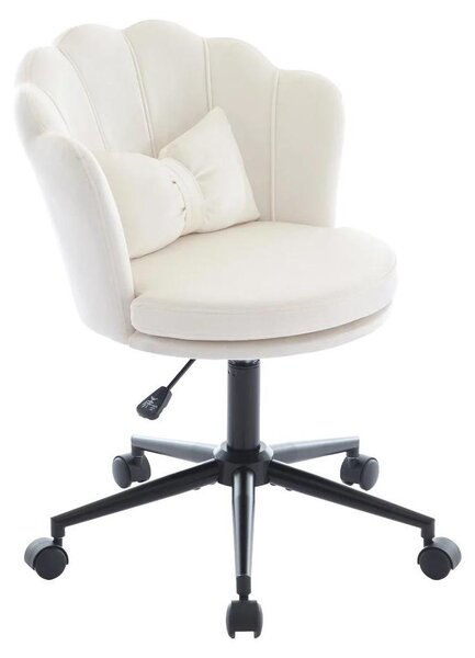 Sedia da ufficio, regolabile in altezza, schienale a forma di petalo, beige