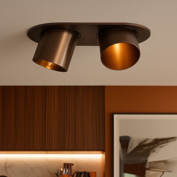 Faretto da incasso rotondo bronzo scuro GU10 50mm 2 luci - Installa