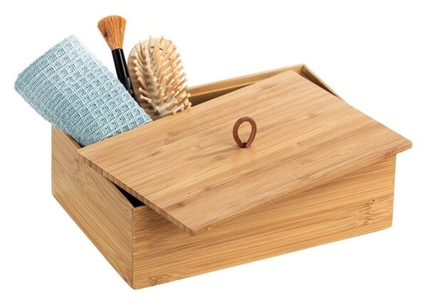 Scatola di bambù con coperchio, larghezza 22 cm Terra - Wenko