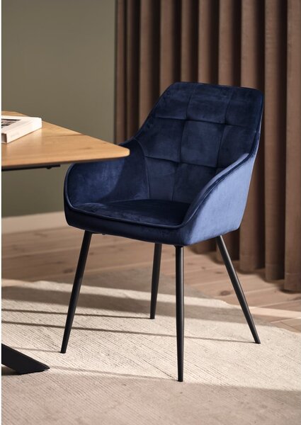 Set di sedie da pranzo blu scuro in imbottito con braccioli 2 pz Nolan Square – Unique Furniture