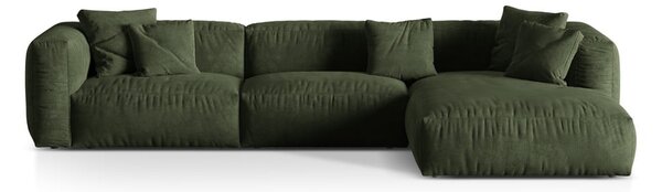 Divano angolare componibile verde (con penisola a destra/con chaise lounge) con rivestimento in velluto Martina – Micadoni