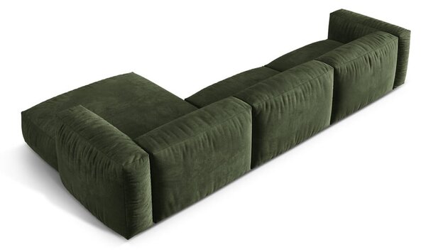 Divano angolare componibile verde (con penisola a destra/con chaise lounge) con rivestimento in velluto Martina – Micadoni