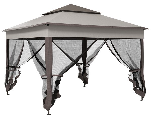 Outsunny Gazebo Pieghevole con Pareti Laterali Grigio 3,25 x 3,25 x 2,7 m