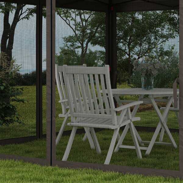 Outsunny Gazebo Pieghevole con Pareti Laterali Grigio 3,25 x 3,25 x 2,7 m