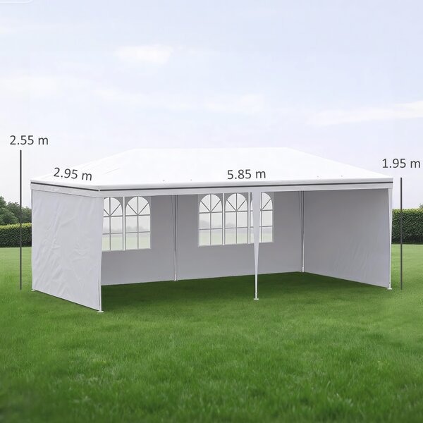 Outsunny Tendone da Giardino Pieghevole per Feste ed Eventi con Pannelli Rimovibili, 5.83x2.95 m, Bianco