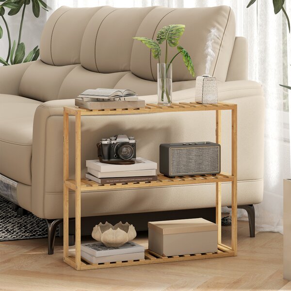 HOMCOM Scaffale da bagno in bambù regolabile, scaffale da bagno a 3 livelli, 60 x 15 x 54 cm, effetto legno naturale | Aosom Italy