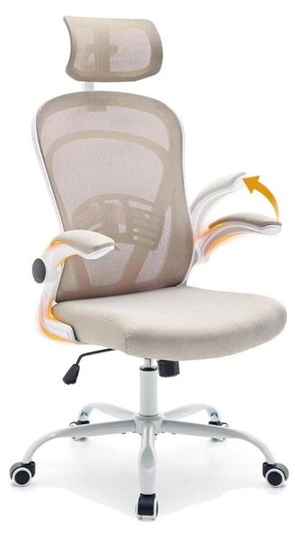 Sedia da ufficio, design ergonomico, regolabile in altezza, bianca