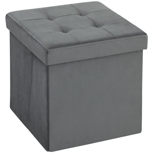 HOMCOM Pouf pieghevole con spazio di stivaggio, scatola contenitore, schiuma, MDF, Grigio | Aosom Italy