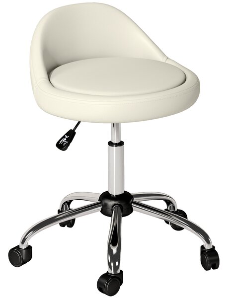 HOMCOM Sgabello da Lavoro Girevole con Ruote, Altezza Regolabile, Sedile Rotante, 50cm x 50 cm x 83 cm, Bianco | Aosom Italy
