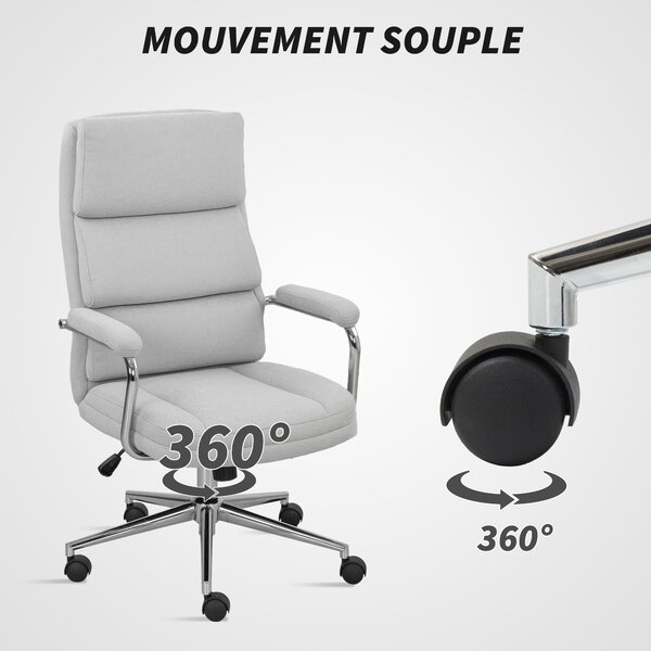 HOMCOM Poltrona da ufficio, sedia da ufficio ergonomica con altezza regolabile, funzione basculante, 62 x 73 x 105-113 cm, grigio | Aosom Italy