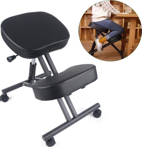 Sedia da ufficio, design ergonomico, regolabile in altezza, nera