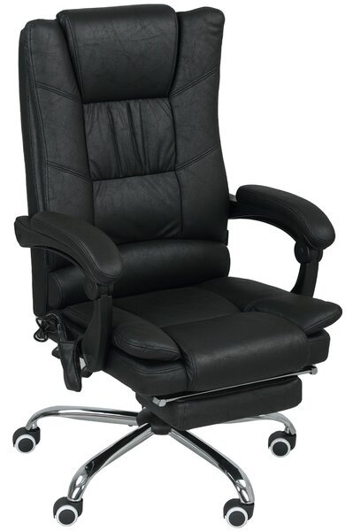 Vinsetto Sedia con Massaggio per Ufficio, Incluso Poggiapiedi, Altezza Regolabile, 64 cm x 70 cm x 118 cm, Nero | Aosom Italy