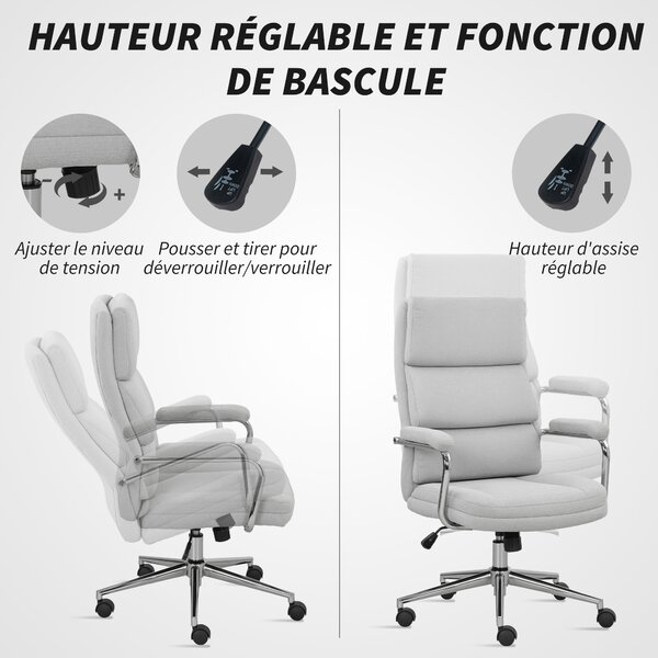 HOMCOM Poltrona da ufficio, sedia da ufficio ergonomica con altezza regolabile, funzione basculante, 62 x 73 x 105-113 cm, grigio | Aosom Italy