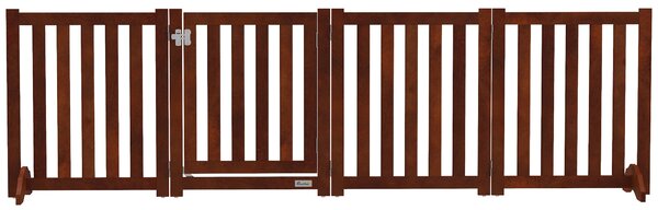 PawHut Barriera di Sicurezza per Cani per Scale e Porte Design Pieghevole e Supporto a Piedi 205x30x60 cm Marrone | Aosom Italy