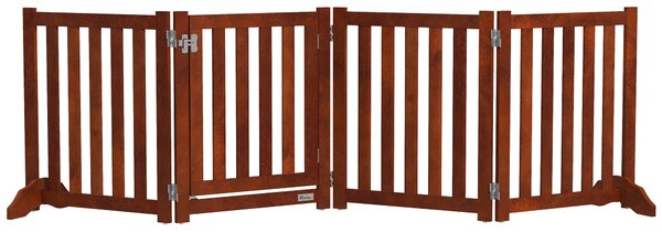 PawHut Barriera di Sicurezza per Cani per Scale e Porte Design Pieghevole e Supporto a Piedi 205x30x60 cm Marrone | Aosom Italy