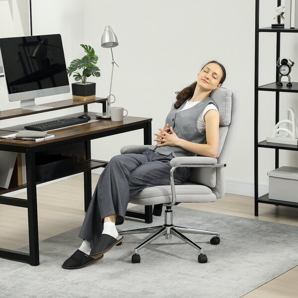 HOMCOM Poltrona da ufficio, sedia da ufficio ergonomica con altezza regolabile, funzione basculante, 62 x 73 x 105-113 cm, grigio | Aosom Italy
